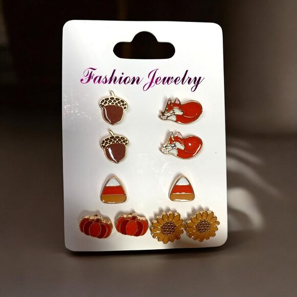 Fall-Themed Jewelry Jar W/ Earrings Necklaces Bracelets & Accessories 15 Items - Picture 4 of 8